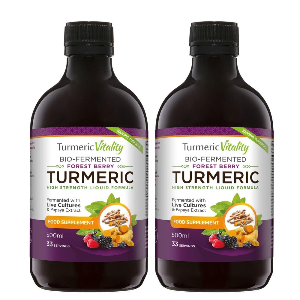 Bio-Fermented Turmeric with Bio Cultures and Papaya Enzymes - Fermented High Strength Liquid Turmeric Supplement with Black Pepper & Ginger Equivalent to 2 Turmeric Capsules - 2 Pack