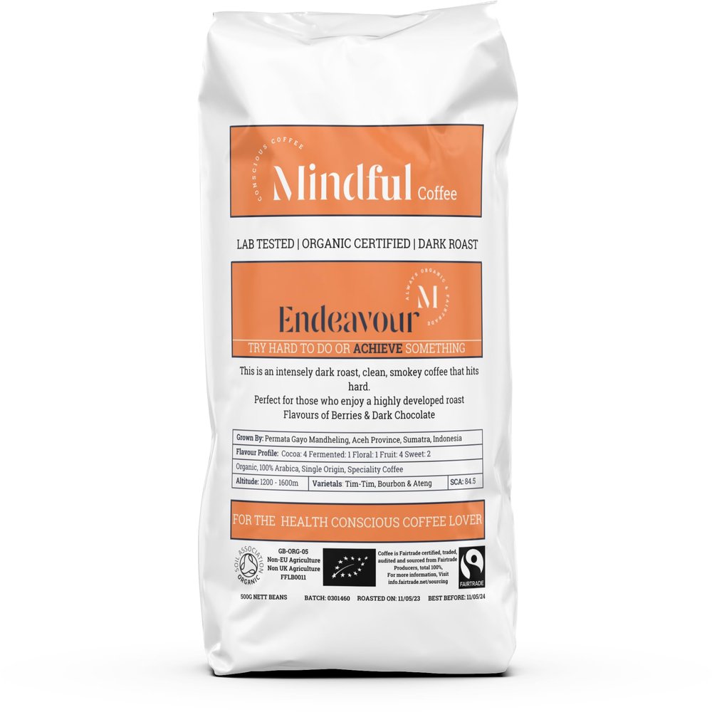 Mindful Coffee - Endeavour | Dark Roast | Mycotoxin Free - Lab Tested | Freshly Roasted (Ground for Aeropress, 500g)