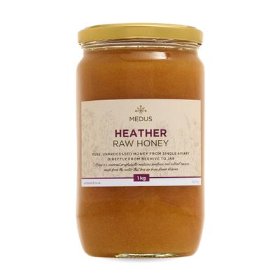 Earthbreath Heather Raw Honey  1 kg  Pure, Unpasteurised, Unfiltered  Wild Ling Heather Honey from Single Apiary  Natural Sweetener for Cooking, Tea, Juice, Drinks, Food