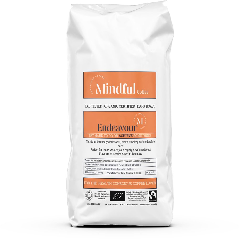 Mindful Coffee - Endeavour | Dark Roast | Mycotoxin Free - Lab Tested | Freshly Roasted (Ground for Aeropress, 1kg)
