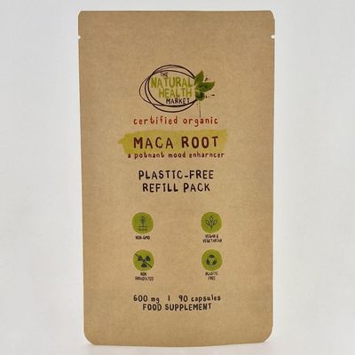 Organic Maca Root Capsules 600mg by The Natural Health Market Soil Association Organic Certified (90 Capsules Pouch)