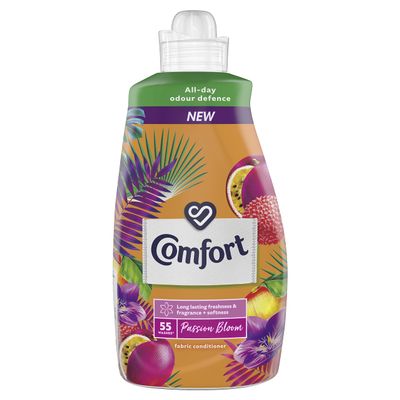 Comfort Limited Edition Passion Bloom all-day odour defence for your clothes Fabric Conditioner for long-lasting freshness and fragrance + softness 4 x (55 Wash 1.925 l)