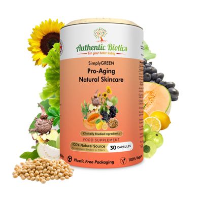 Authentic Biotics Vegan Collagen Booster  Konjac Root, Melon Extract (SOD) & Flavanols  Skin, Hair & Nail Support  1 Month Supply  Plant-Based Supplement for Hydration, Firmness & Even Tone