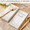 200 Pcs Welcome Guests Napkins Disposable Hand Towels for Bathroom Wedding Napkins Elegant Guests Towels for Powder Room Holiday Anniversary Birthday Party Baby Bridal Shower Decorative Towel (Silver) view 4