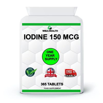 Iodine 150mcg 365 Tablets,Easy to Swallow, Bottle,Letter Box FREINDLY