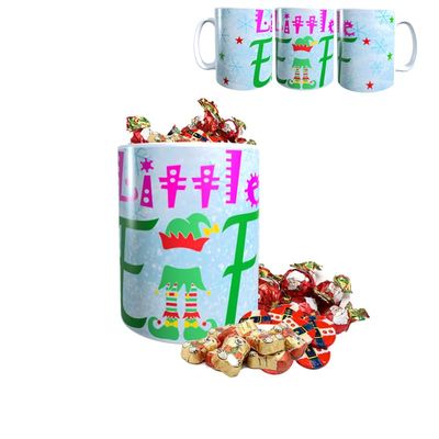 Little Elf Personalised Ceramic Christmas Mug with Santa Treat Selection Choice of Colours