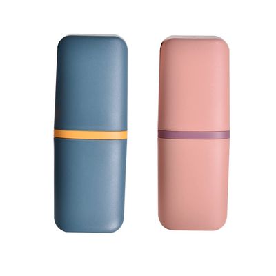 Toothbrush Cup Travel, 2 Pieces Toothbrush Holder Travel Toothbrush Case Travel Set Toothbrush Case Plastic Travel Toothbrush Box for Travel and Bathroom (Pink, Blue)