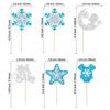 Gyufise 24Pcs Snowflake Oh Baby Cupcake Topper Blue Silver Glitter Winter Oh Baby Snowflake Cupcake Picks Baby Shower Kids Birthday Christmas Party Cake Decorations Supplies view 2