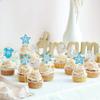 Gyufise 24Pcs Snowflake Oh Baby Cupcake Topper Blue Silver Glitter Winter Oh Baby Snowflake Cupcake Picks Baby Shower Kids Birthday Christmas Party Cake Decorations Supplies view 4