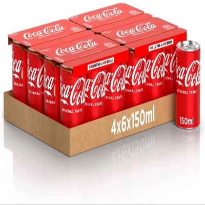 48 x Coca Cola Original Mini Tins, Carbonated Drink, 150 ml, Soft Drink