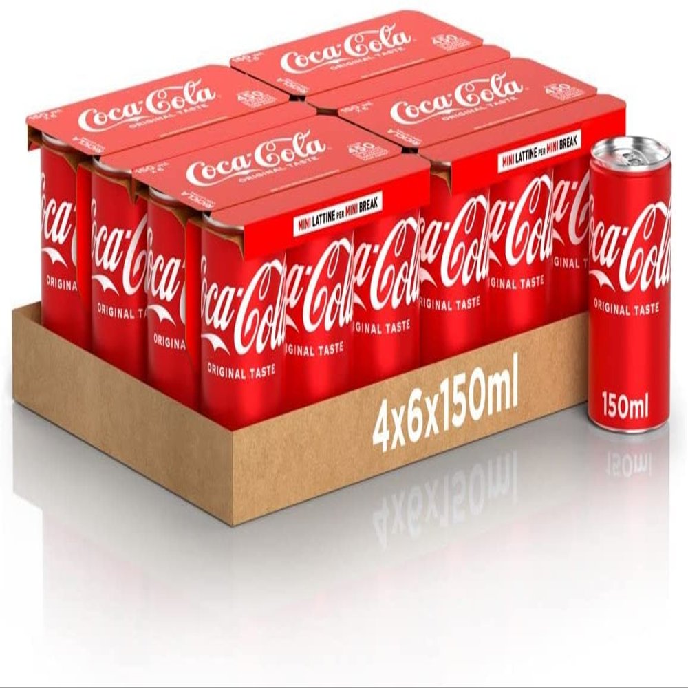 48 x Coca Cola Original Mini Tins, Carbonated Drink, 150 ml, Soft Drink
