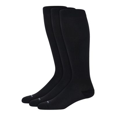 Comrad 3-Pack Knee-High Compression Socks for Multipurpose Wear (Solid Black, Medium) - Premium Nylon Support Socks are Thin & Breathable for Pregnancy, Nurses, & Athletes - Men & Women, Black, M