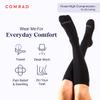 Comrad 3-Pack Knee-High Compression Socks for Multipurpose Wear (Solid Black, Medium) - Premium Nylon Support Socks are Thin & Breathable for Pregnancy, Nurses, & Athletes - Men & Women, Black, M view 2