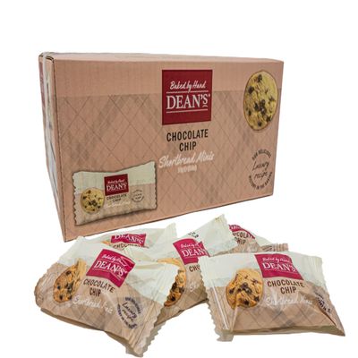 Deans Shortbread Biscuits Individually Wrapped - Bulk Box of 100 Single Packs of Luxury Chocolate Chip Rounds. Multipacks, Ideal For Your Lunchbox, Home, Hotel or B&B. Best Served With Tea Or Coffee.