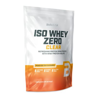 BioTechUSA Iso Whey Zero Clear Drink Powder, Refreshing, Sugar-Free, Lactose-Free, Gluten-Free, 5 Fruity Flavors, 88 kcal, 21g Protein, BCAAs, 1000 g, Peach iced Tea