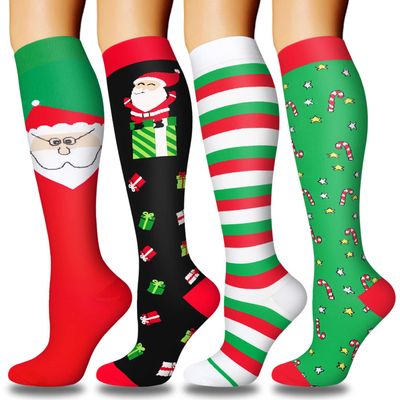 4 Pairs Copper Compression Socks for Women & Men Circulation 15-20 mmHg - Best Support for Nurses, Running