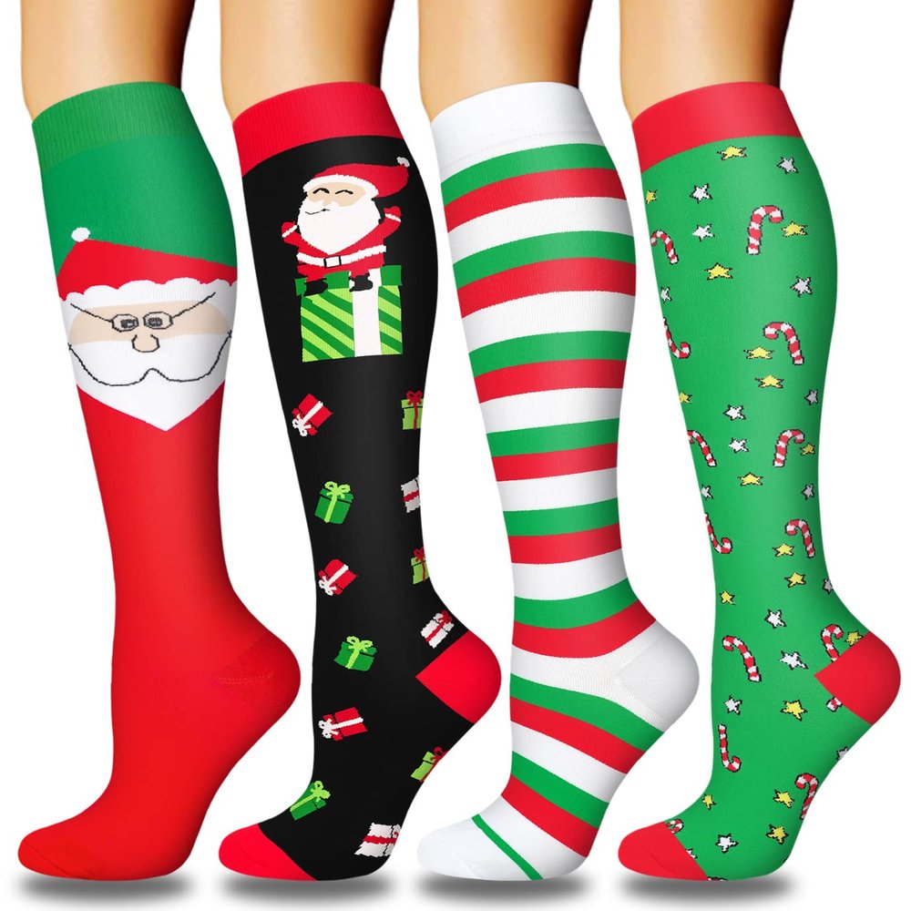 4 Pairs Copper Compression Socks for Women & Men Circulation 15-20 mmHg - Best Support for Nurses, Running