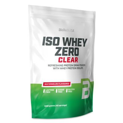BioTechUSA Iso Whey Zero Clear Drink Powder, Refreshing, Sugar-Free, Lactose-Free, Gluten-Free, 5 Fruity Flavors, 88 kcal, 21g Protein, BCAAs, 1000 g, Watermelon