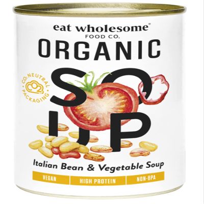 Eat Wholesome Organic Tuscan Bean and Vegetable Soup, 400g (Pack of 12) - 100 Percent Natural Ingredients, No Added Sugar, Ready in 5 Minutes, Vegan, Non-BPA Lining and CO2 Neutral Packaging