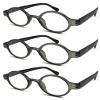 TWINKLE TWINKLE Unisex Retro Small Round Oval Design 15 Colours Available Reading Glasses/Spring Hinge R887 (3 Pairs Matte Grey, 2.25 Magnification) view 1