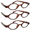 TWINKLE TWINKLE Unisex Retro Small Round Oval Design 15 Colours Available Reading Glasses/Spring Hinge R887 (3 Pairs Tortoiseshell Brown, 2.25 Magnification) view 1