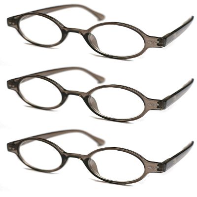TWINKLE TWINKLE Unisex Retro Small Round Oval Design 15 Colours Available Reading Glasses/Spring Hinge R887 (3 Pairs Bright Grey, +0.50 Magnification)