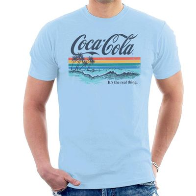 All+Every Coca Cola Delicious and Refreshing Ocean Waves Men's T-Shirt Sky Blue