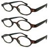 TWINKLE TWINKLE Unisex Retro Small Round Oval Design 15 Colours Available Reading Glasses/Spring Hinge R887 (3 Pairs Matte Brown, 3.00 Magnification) view 1