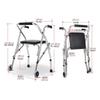 mobility walker for seniors rollator Rollator Walker With Seat And Wheels, Portable Lightweight Folding Seniors Step Assist, For House Outdoor view 2