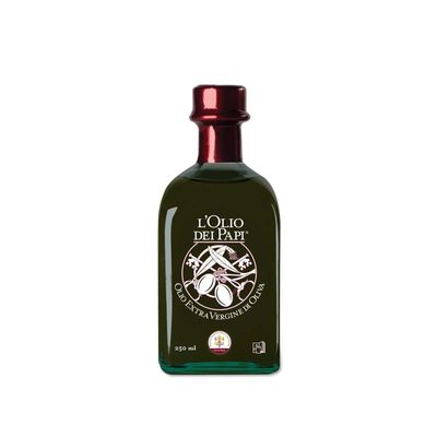 L'Olio dei Papi 100% Italian Extra Virgin Olive Oil cold extracted produced from the centuries-old olive groves of the ancient lands of the Popes 0,25 LT (bottle)