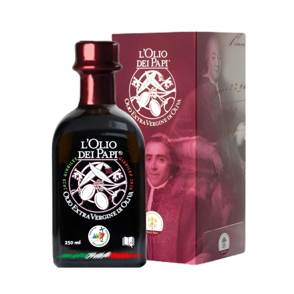 L'Olio dei Papi 100% Italian Extra Virgin Olive Oil cold extracted produced from the centuries-old olive groves of the ancient lands of the Popes 0,25 LT (gift box)