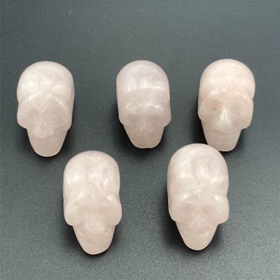 LiLiyagem 5pc Natural Crystal Clear Quartz Small Skull Carved Skull Statue Sculptures Skull Gem Reiki Heal (Mini Rose Quartz Skull 5pc)