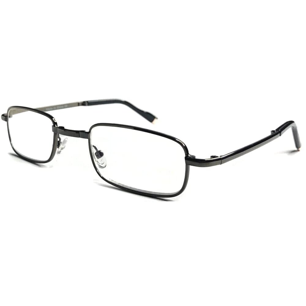 Men's Foldable Metal Reading Glasses/Comfort Arms + Easy-Hold Shell Case R240 (1 pcs Gun Metal, +1.75 Magnification)