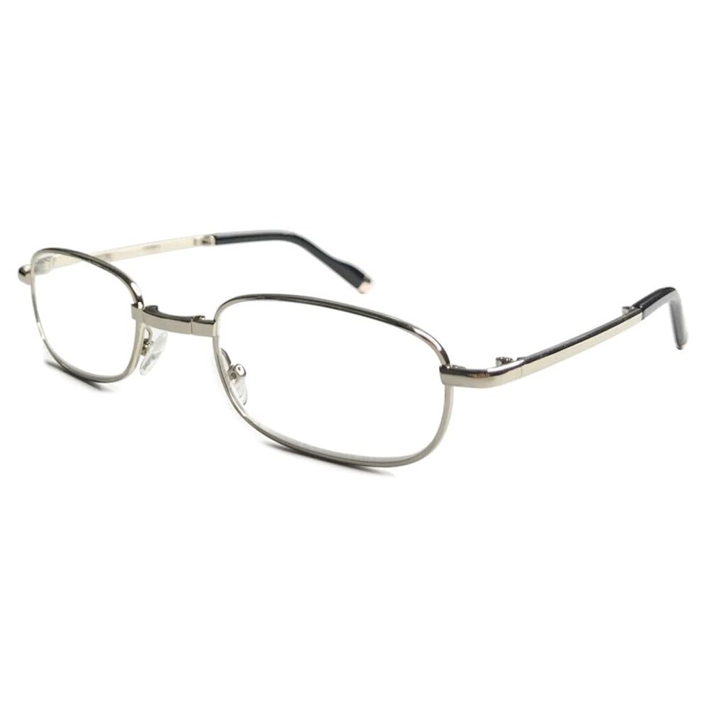 Women's Foldable Metal Reading Glasses/Comfort Arms + Easy-Hold Shell Case R241 (1 pcs Silver, +4.00 Magnification)