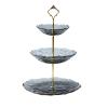 Fruit Bowls 3 Layer Fruit Tray Living Room Household Cake Snack Tray Shelf Glass Double-layer Snack Candy Tray fruit basket (Color : B) view 1