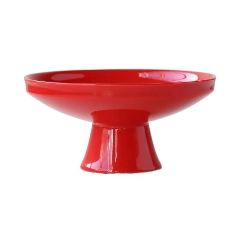 LUCBEI Fruit Bowls Creative High-footed Ceramic Fruit Plate Dessert Plate Fruit Tray Rack Home Living Room Coffee Table Snack Candy Saucer fruit basket (Color : Red)
