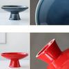 LUCBEI Fruit Bowls Creative High-footed Ceramic Fruit Plate Dessert Plate Fruit Tray Rack Home Living Room Coffee Table Snack Candy Saucer fruit basket (Color : Red) view 3