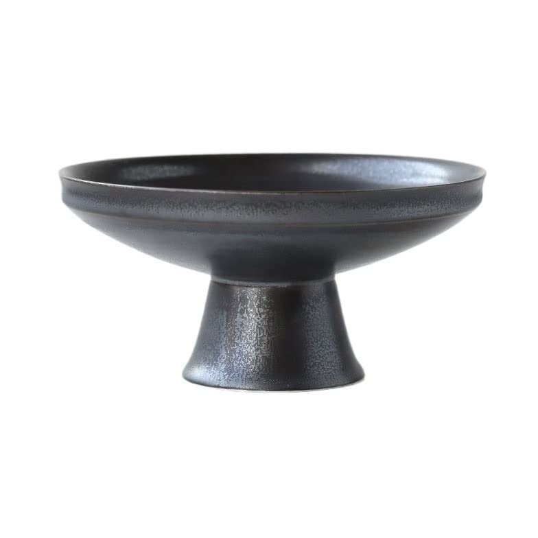 Fruit Bowls Creative High-footed Ceramic Fruit Plate Dessert Plate Fruit Tray Rack Home Living Room Coffee Table Snack Candy Saucer fruit basket (Color : Black)