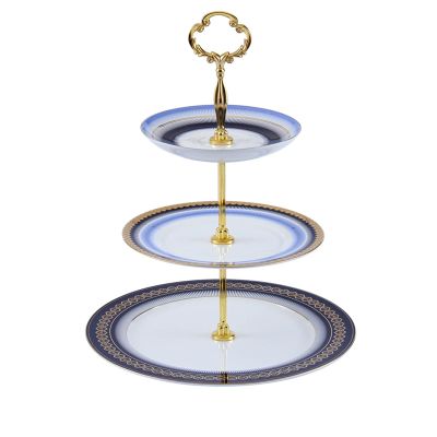 Fruit Bowls Ceramic Snack Rack Three-Layer Fruit Plate Hotel Light Luxury Home Living Room Multi-Layer European-Style Fruit Cake Rack Fruit Basket (Color : A)
