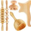 5 Pieces Maderoterapia Kit Wood Therapy Massage Tools Gua Sha Tool Lymphatic Drainage Massager Fascia Massage Roller for Full Body Muscle Pain Relief view 1