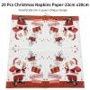 20Pcs Christmas Napkins Paper 33cm Christmas Serviettes - Traditional Santa Claus Red Napkins Christmas Xmas Dinner Napkins view 2