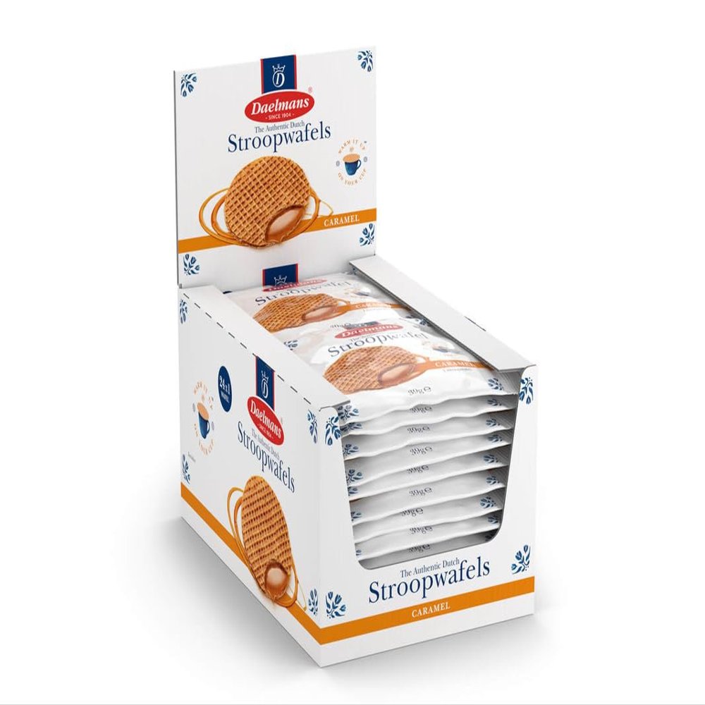 Daelmans Stroopwafels - Caramel Waffles  39 g x 24 (Single Pack) in a Box - Authentic Dutch Caramel Waffle - Stroopwaffles