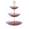 Fruit Bowls 3 Layer Fruit Tray Living Room Household Cake Snack Tray Shelf Glass Double-layer Snack Candy Tray fruit basket (Color : A) view 1