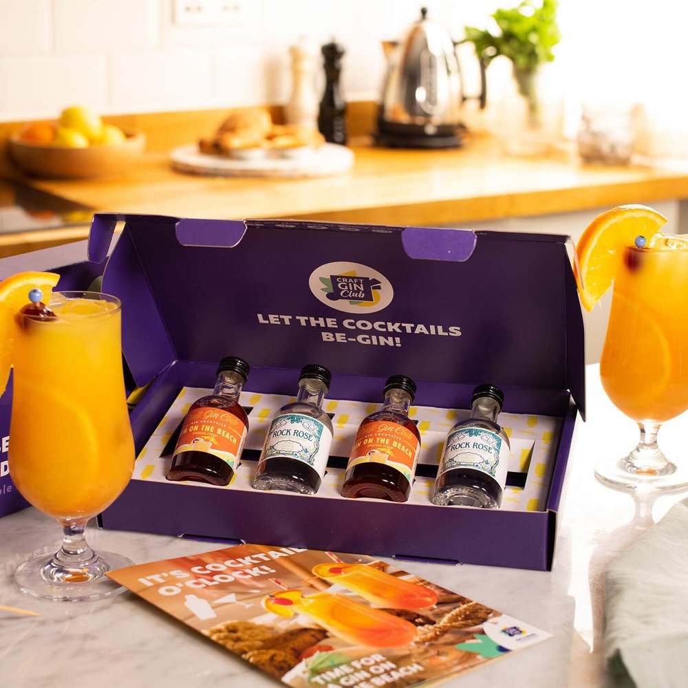 Gin on the Beach Letterbox Cocktail Set - Craft Gin Club - Gin Lover Gift Set - Cocktails at home - 4 x 50ml bottles