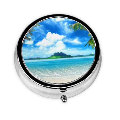 The Sea Fashion Round Pill Box, 3 Compartment Pill Box, Portable Travel Pill Box, Can Be Placed in Your Pocket Or Purse
