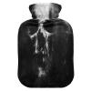 Mnsruu Sugar Skull on Black Grunge Hot Water Bottle with Velvet Cover, 1L Transparent Hot Water Bag for Hand Pain Relief Hot Cold Therapy Cramps view 1