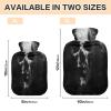 Mnsruu Sugar Skull on Black Grunge Hot Water Bottle with Velvet Cover, 1L Transparent Hot Water Bag for Hand Pain Relief Hot Cold Therapy Cramps view 4
