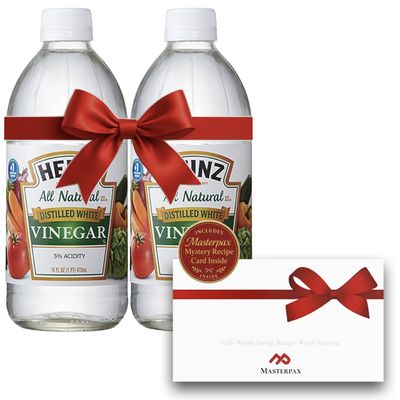 Vinegar Reserve Gift Set by Masterpax  All-Natural Distilled White Vinegar 5% Acidity, 16 fl oz (2-Pack) with Exclusive Recipe Card  Shrink Wrapped & Gift Ready