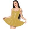 Plus Size Women Summer mini Dress Sleeveles Tank Tops Sexy School Girl Uniform Maid Dress,Light Gold,S view 1