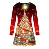 TURWXGSO Women's Dresses UK Sale Christmas Dresses Clearance Xmas Tree Print Party Dresses Round Neck Long Sleeve Sweatshirt Dresses Casual Loose Jumper Dresses view 3
